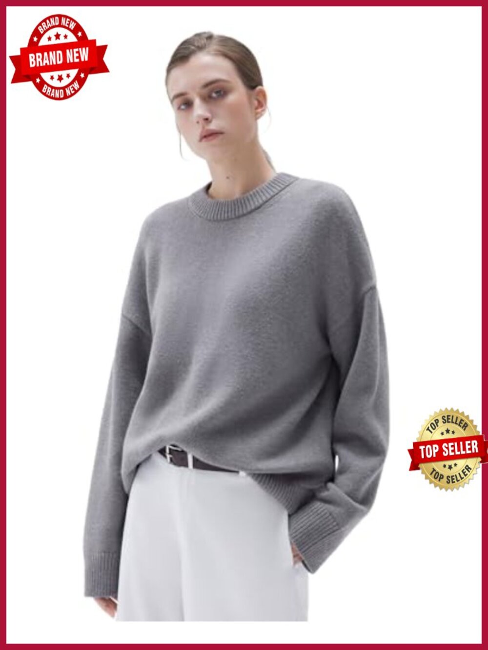 Cashmere Blend Oversized Crewneck Pullover Sweater
